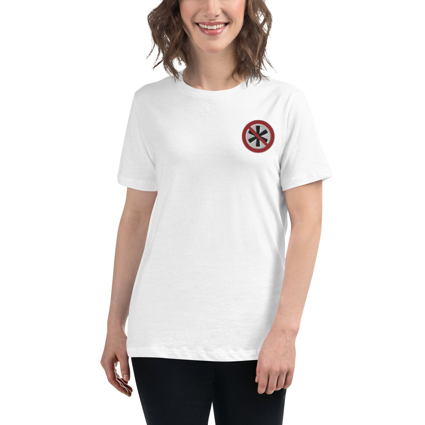 Lockeres Damen-T-Shirt gesticktes Logo
